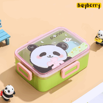 Cute Panda Theme Kids Lunch Box with Spoon and Fork