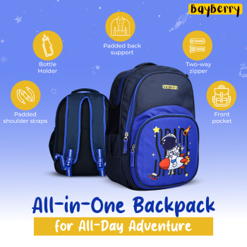 Boy Carrying Bayberry Space Rider Astronaut Theme School Bag