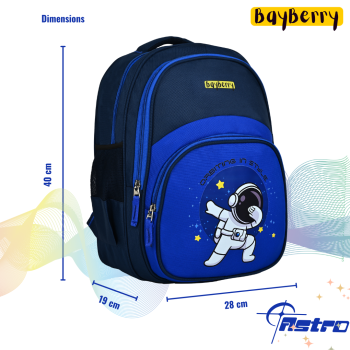 Boy Carrying Bayberry Space Theme Kids Backpack for School”